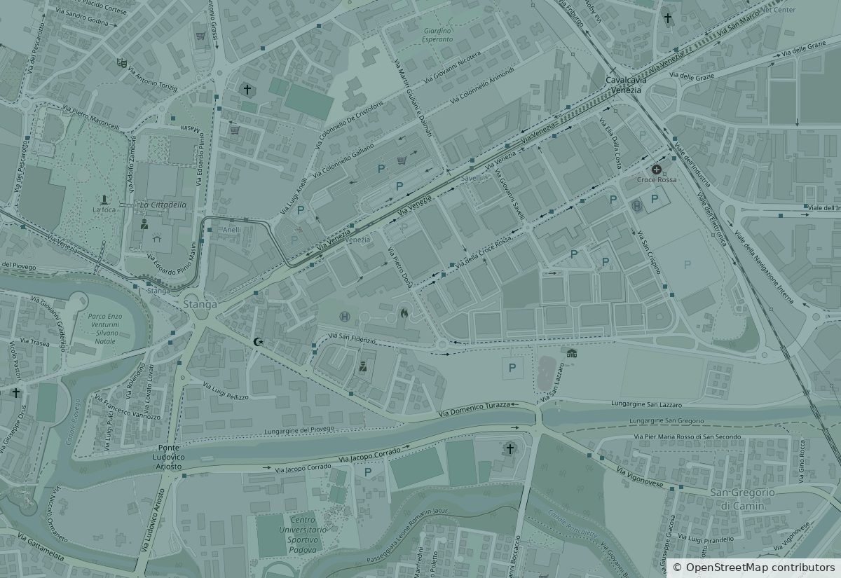 Mappa della zona Stanga a Padova con la posizione della palestra